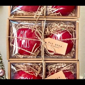 Rae Dunn Mr and Mrs Claus Ornaments